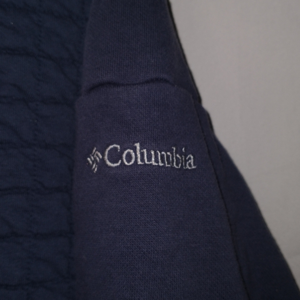 Columbia Deep Blue Quilted Textured Hoodie Sweatshirt Long Sleeve Small - Picture 4 of 6